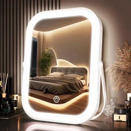 Miniatura 22 de PRIMETEK Espejo de tocador con luces, espejo de maquillaje grande de 19 x 22 pulgadas con luces, espejo de maquillaje iluminado LED, pantalla táctil
