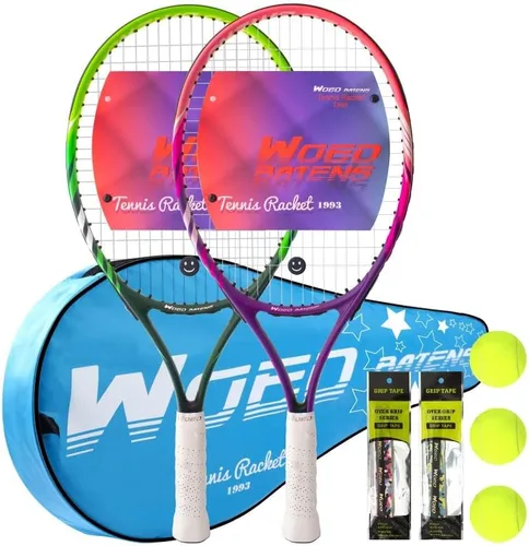 Raqueta de tenis para niños de 19 pulgadas, 23 pulgadas, 25 pulgadas, raqueta de tenis para jóvenes/jóvenes, con bolsa de transporte, overgrips y 23