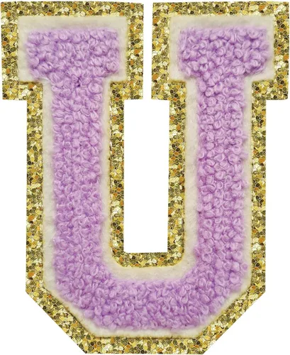 Miniatura 54 de SPRT - Parches de letras de chenilla universitaria con purpurina, parche de letras blancas para planchar con letras del alfabeto para disfraz