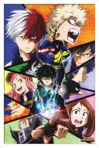 Miniatura 7 de Trends International My Hero Academia-Faces - Póster de pared de 14.725 x 22.375 pulgadas, versión con marco en color madera rústica