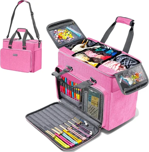 Miniatura 7 de MYBAGZING Bolsa de Tejer, Organizador Grande de Almacenamiento de Hilo, Bolsas y Totes de Crochet, Bolsas de Hilo para Crochet, Estuche Porta Hilos