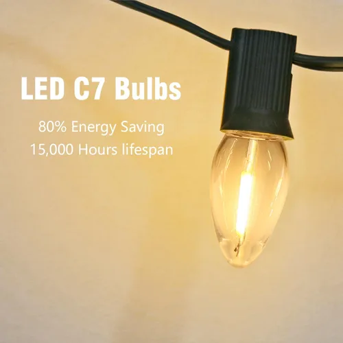Miniatura 3 de Paquete de 25 bombillas LED de noche, bombillas LED de repuesto inastillables C7 para cadena de luces, bombillas de lámpara de sal con base E12, 0.6