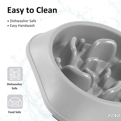 Miniatura 7 de YINEYA Cuencos de alimentación lenta para perros, suministros para mascotas que ralentizan la alimentación, cuencos para comida de mascotas, J - Gris