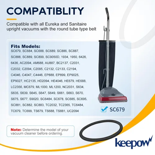Miniatura 2 de KEEPOW Piezas de aspiradora compatibles con aspiradora redonda Sanitaire, paquete de 10 correas de repuesto para aspiradora vertical Eureka, correa