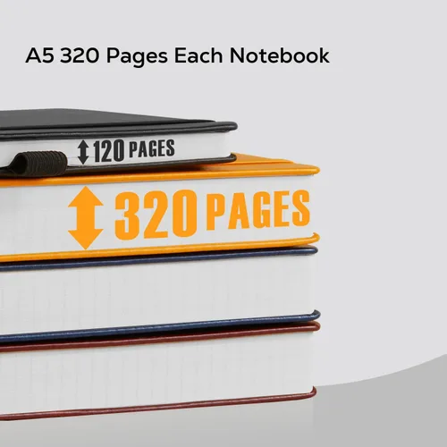 Miniatura 3 de Cuaderno Diario de Tapa Dura con Líneas para Escribir, Cuaderno Diario de Cuero de 320 Páginas con Rayas Universitarias con Papel de 100GSM, A5