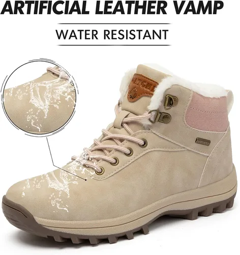 Miniatura 2 de Mishansha - Botas de senderismo, con forro de cuero, resistentes al agua y antideslizantes para hombre o mujer, hasta el tobillo, de invierno