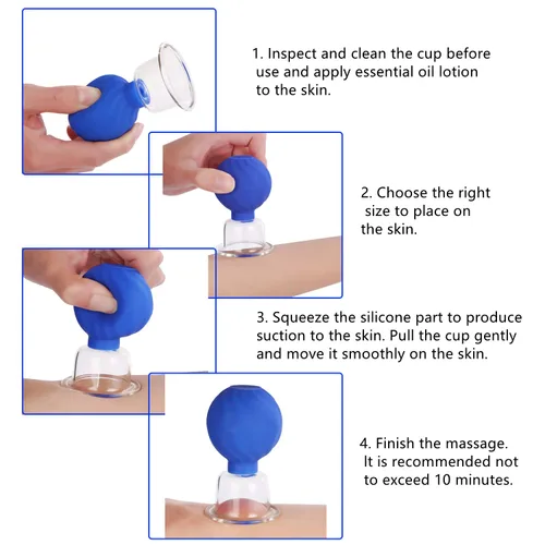 Miniatura 5 de Juego de terapia de ventosas faciales de 4 tamaños, vaso anticelulitis para masaje al vacío de silicona para ojos, terapia de masaje con ventosas