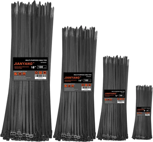 Miniatura 8 de Bridas de Cremallera de Tamaños Variados, Paquete de 500, 6+8+12+14+18 Pulgadas de Doble Cara Dentada, 120 LBS de Resistencia a la Tracción, Bridas
