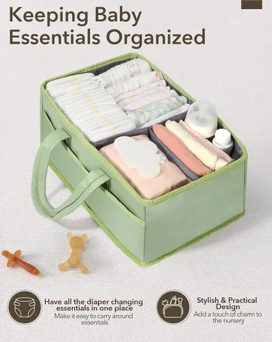 Miniatura 2 de URMYWO Organizador de Pañales - Organizador de Pañales Impermeable para Bebé con Asa, Organizador de Guardería Portátil Cesta de Almacenamiento