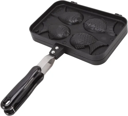 Taiyaki - Máquina para hacer gofres con forma de pescado antiadherente para hornear doble con mango antiquemaduras, máquina japonesa de fabricación