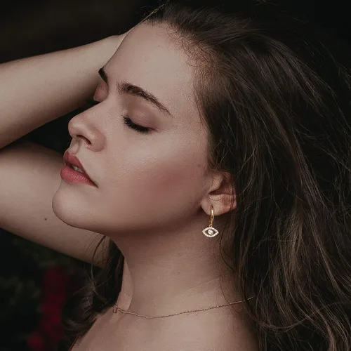Miniatura 2 de VACRONA - Aretes tipo arracadas para mujer, chapados en oro de 14 quilates, diseño de aro de arracada
