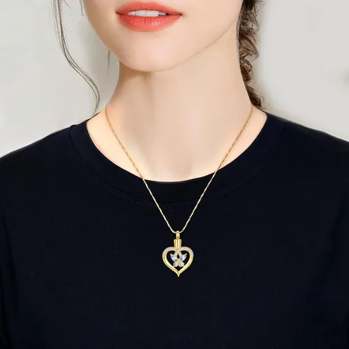 Miniatura 45 de Imrsanl Collares de urna de mariposa para mujeres y niñas, joyería de cremación con piedra natal, colgante para cenizas humanas, medallón