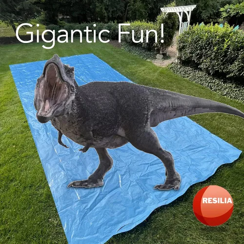 Miniatura 7 de RESILIA - Tobogán acuático de césped súper deslizante gigante, 75 pies de largo x 12 pies de ancho, para adultos y adolescentes, color azul polvo