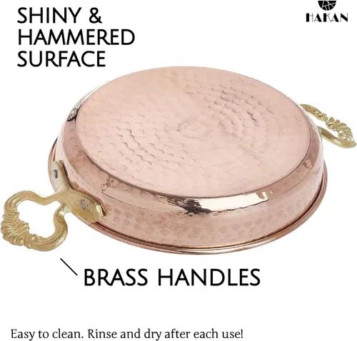 Miniatura 5 de Hakan Sartén de cobre para cocinar Sartén grande hecha a mano Sartén martillada con doble asa para tortilla Auténtica cocina de cocina e idea