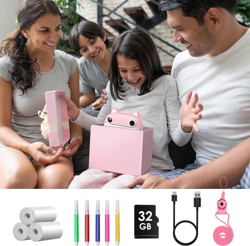 Miniatura 7 de Cámara para niños con impresión instantánea, cámaras instantáneas para niños con pantalla HD de 3.0", regalos de Navidad y cumpleaños para niños