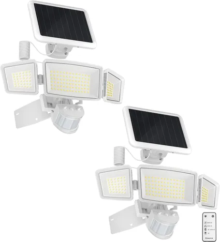 Miniatura 9 de Ensenior - Luz de seguridad solar con 5 modos de sensor de movimiento, 1800 lm, 270° de ángulo amplio, 3 cabezales de luces LED de inundación