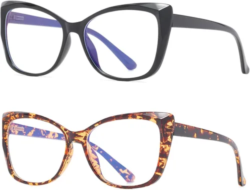 Lentes de lectura de gran tamaño con diseño de ojo de gato para mujer, ligeros y grandes, lentes de moda para hombres, Paquete de 2 (negro+tortuga)
