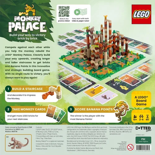 Miniatura 2 de Dotted Games Monkey Palace: Un Juego de Mesa de Lego - ¡Construye Tu Camino a la Victoria Ladrillo por Ladrillo! Divertido Juego Familiar