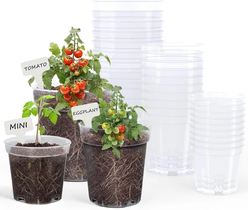 Miniatura 23 de homenote Macetas de vivero, paquete de 30, maceta de 3/4/5 pulgadas para plantar, macetas transparentes para plantas, plántulas de plástico