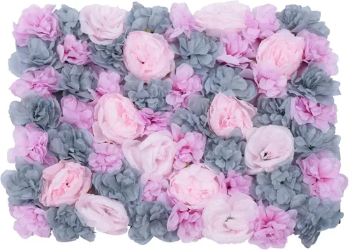 Miniatura 19 de Paneles de flores artificiales para decoración de pared, 6 piezas de rosas falsas, peonía, eucalipto, telón de fondo de pared de rosas para fiesta 6