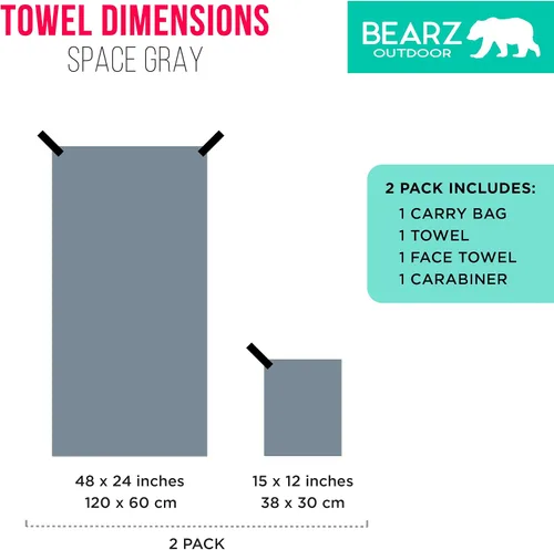 Miniatura 6 de BEARZ - Juego de toallas de microfibra para exteriores, toallas de microfibra para el cuerpo, toalla de entrenamiento, toalla de campamento, toalla