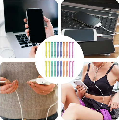 Miniatura 7 de 20 bridas de silicona para cables, correas organizadoras de cables, reutilizables, para gestión de cables elásticos para auriculares, cables
