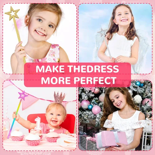 Miniatura 6 de Meanplan 36 varitas de hadas de 13 pulgadas, varitas de princesa con estrella mágica, palitos de bruja de ángel, accesorios de disfraz para mujeres