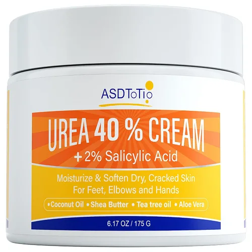 Miniatura 4 de ASDToTio Crema de urea 40% – Cuidado de pies para talones secos agrietados, loción para pies – Con 2% de ácido salicílico, aceite de árbol de té