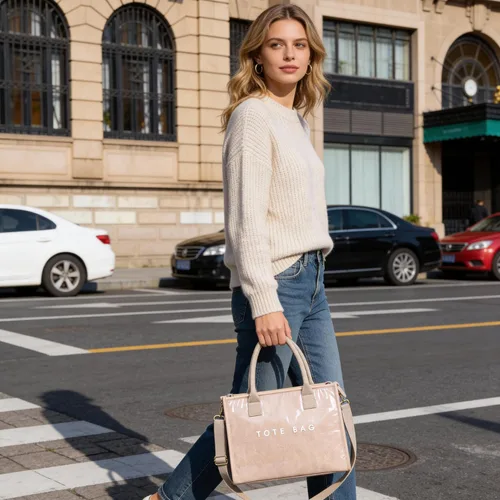 Miniatura 2 de Bolsa de PVC para mujer, ligera, con compartimentos, bolsa de hombro para viajes, trabajo, gimnasio