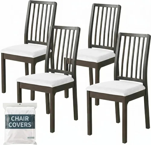 Miniatura 16 de Deisy Dee Fundas de asiento de terciopelo para sillas de comedor, juego de fundas para sillas de comedor (4, azul bebé)