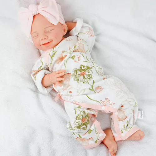 Miniatura 10 de Muñecas de bebé Reborn que se ven reales - 12 pulgadas Cuerpo completo de silicona Niña bebé durmiendo hecha a mano Cara realista Detalles