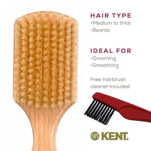 Miniatura 2 de Kent OG4 - Cepillo rectangular de pelo y facial para caballeros de Beachwood para el cuidado de la barba, cepillo exfoliante natural de cerdas