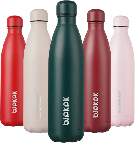 Miniatura 30 de BJPKPK Botellas de agua de acero inoxidable con aislamiento de 17 onzas, mantiene el frío y el calor, brillante oro rosa Oro rosa brillante