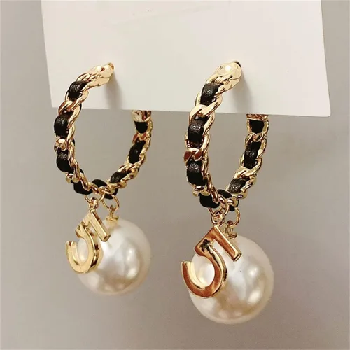 Miniatura 3 de Vintage número 5 pendientes de aro de perlas pendientes de perlas mujer pendiente joyería de moda para regalo, Zinc, Perla