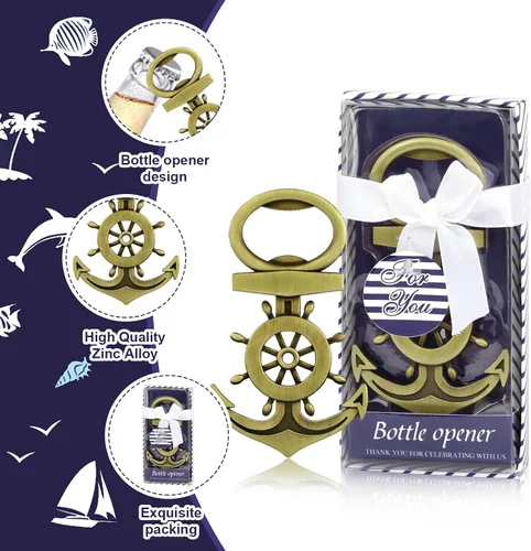 Miniatura 3 de 50 abrebotellas con diseño de ancla para temática náutica, regalos de boda, decoraciones de despedida de soltera o recuerdos de fiesta de baby bronce