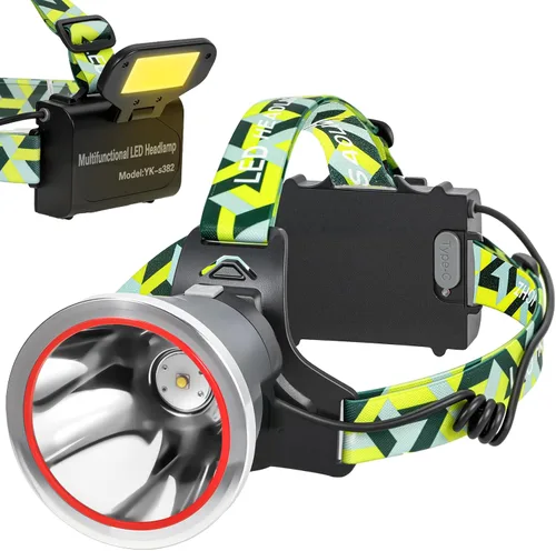 Miniatura 9 de Linterna frontal LED súper brillante, recargable, de alto lúmenes, impermeable, 4 modos, linterna de cabeza, linterna ligera para camping, correr