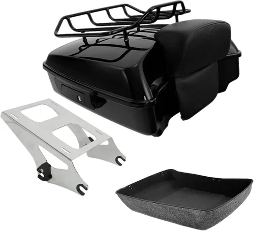 Miniatura 10 de TCMT Pestillos Negros de 10.7" para Maletero Cortado, Almohadilla de Respaldo, Luz Trasera LED con Señal de Giro Compatible con Harley Touring