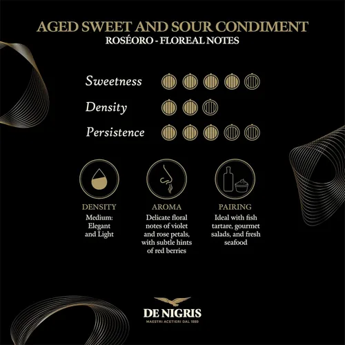 Miniatura 4 de De Nigris Excellence Line Vinagre de vino tinto dulce Roseoro, 8,5 oz (8.5 fl oz) con vinagre balsámico de Módena Italia, condimento agridulce
