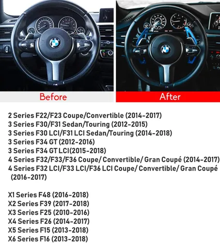 Miniatura 2 de Compatible con extensiones de cambio de paleta de BMW, Jaronx - Volante de aluminio metálico con palanca de cambio de paleta