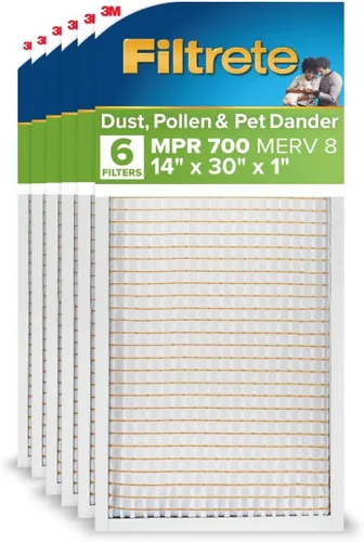 Miniatura 14 de Filtrete - 6 filtros de aire para caldera/aire acondicionado de 14x25x1, MPR 700, MERV 8, resistente al polen, fácil para el flujo de aire, filtro