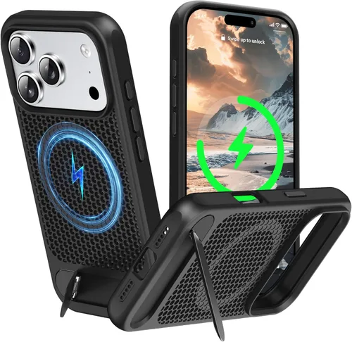 Miniatura 11 de Funda magnética de disipación de calor para iPhone 13 Pro Max, para MagSafe, protección contra caídas Coolingf, funda con función atril ajustable