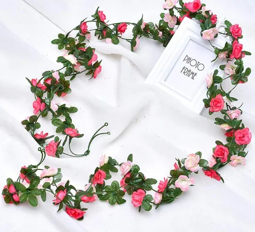 Miniatura 8 de Foraineam Paquete de 10 guirnaldas de rosas artificiales colgantes de 82 pies, rosas falsas, flores, plantas, hiedra, hogar, hotel, oficina, boda