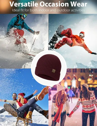 Miniatura 6 de LiuSuper XXL Oversized Beanie Hat for Men and Women, Extra Large Warm Winter Cap for Big Heads, Lined & Stretchy Wool Hat