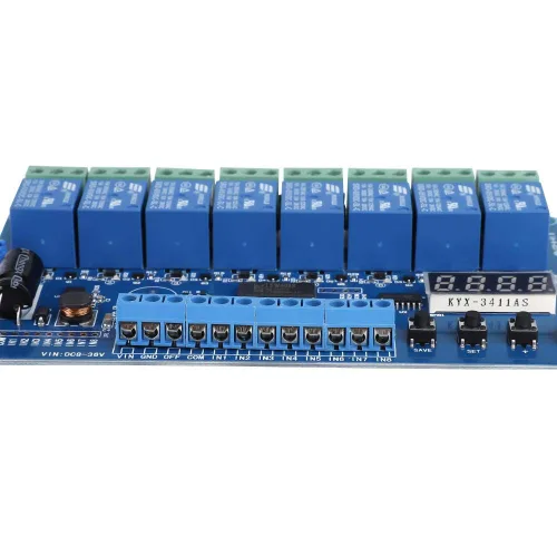 Miniatura 4 de Relé multifunción, 8-36V 8-Channel Multifunción Relé de Retardo de Tiempo Interfaz Módulo de Junta Optoacoplador LED