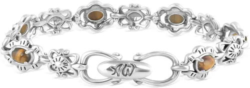 Miniatura 21 de American West Jewelry Pulsera de plata de ley con piedras preciosas de eslabones de concha, tallas pequeñas a grandes