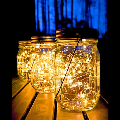 Miniatura 3 de Luces solares para tarros de masón, paquete de 4 30 luces LED para colgar en frascos, faroles solares para exteriores, patio, fiesta, jardín, boda