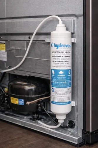 Miniatura 3 de HYDROVOS Filtro de agua en línea para refrigerador, máquina de hielo, sistema de ósmosis inversa, conexión rápida a presión de 1/4 pulgadas, filtro