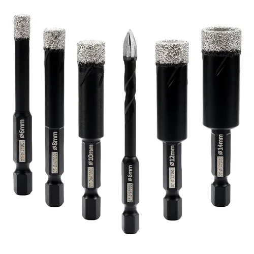 Miniatura 10 de DT-DIATOOL Brocas de diamante de 1/4 pulgadas con punta de diamante de carburo para azulejos, porcelana, cerámica, mármol, granito (paquete de 5)