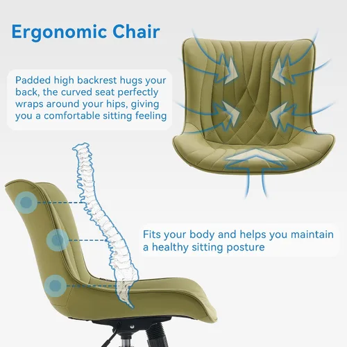 Miniatura 9 de YOUNIKE Silla de Oficina, Silla de Escritorio sin Brazos con Ruedas, Sillas de Oficina Ajustables y Giratorias para Computadora, Silla de Tocador