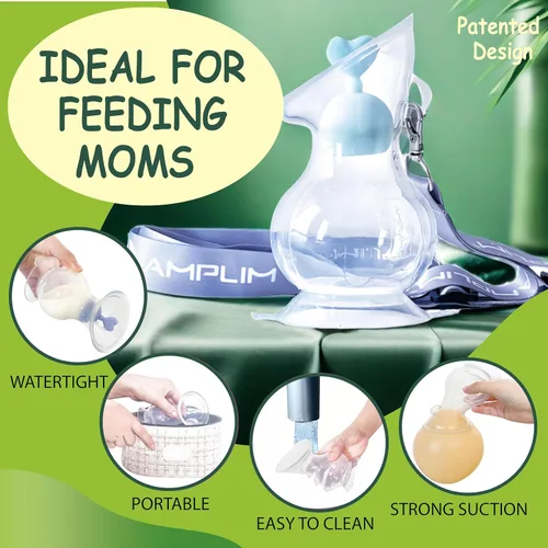 Miniatura 3 de Extractor de leche manual, recolector de leche de silicona de grado alimenticio Gen 3 para lactancia materna mamá lactante con tapón y cordón